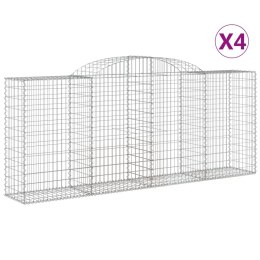 VidaXL Kosze gabionowe, 4 szt, 300x50x120/140 cm, galwanizowane żelazo