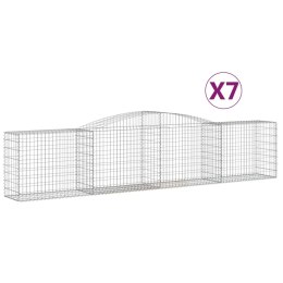 VidaXL Kosze gabionowe, 7 szt, 400x50x80/100 cm, galwanizowane żelazo