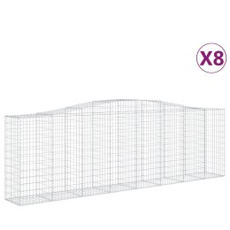 VidaXL Kosze gabionowe, 8 szt, 400x50x120/140 cm, galwanizowane żelazo