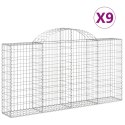 VidaXL Kosze gabionowe, 9 szt, 200x30x100/120 cm, galwanizowane żelazo