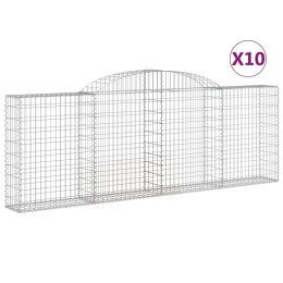 VidaXL Kosze gabionowe, 10 szt, 300x30x100/120cm, galwanizowane żelazo