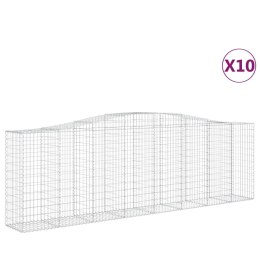 VidaXL Kosze gabionowe, 10 szt, 400x50x120/140cm, galwanizowane żelazo