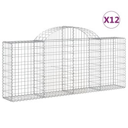 VidaXL Kosze gabionowe, 12 szt, 200x30x80/100 cm, galwanizowane żelazo