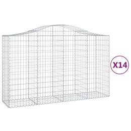 VidaXL Kosze gabionowe, 14 szt, 200x50x120/140cm, galwanizowane żelazo