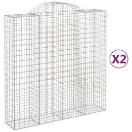 VidaXL Kosze gabionowe, 2 szt, 200x50x200/220cm, galwanizowane żelazo