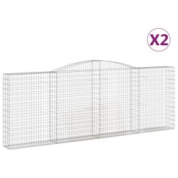 VidaXL Kosze gabionowe, 2 szt, 400x30x140/160 cm, galwanizowane żelazo