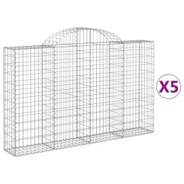 VidaXL Kosze gabionowe, 5 szt, 200x30x120/140 cm, galwanizowane żelazo