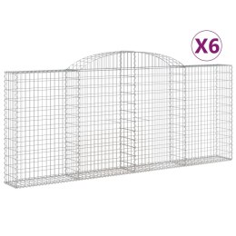 VidaXL Kosze gabionowe, 6 szt, 300x30x120/140 cm, galwanizowane żelazo