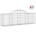 VidaXL Kosze gabionowe, 7 szt, 200x30x60/80 cm, galwanizowane żelazo