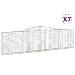 VidaXL Kosze gabionowe, 7 szt, 400x30x100/120 cm, galwanizowane żelazo