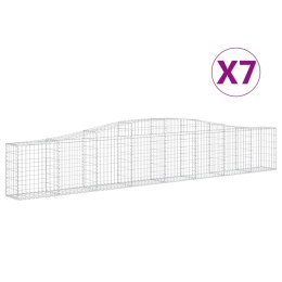 VidaXL Kosze gabionowe, 7 szt, 400x30x60/80 cm, galwanizowane żelazo