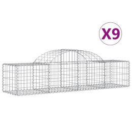 VidaXL Kosze gabionowe, 9 szt, 200x50x40/60 cm, galwanizowane żelazo