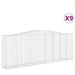 VidaXL Kosze gabionowe, 9 szt, 400x50x140/160 cm, galwanizowane żelazo