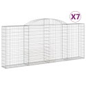 VidaXL Kosze gabionowe, 7 szt, 300x30x120/140 cm, galwanizowane żelazo