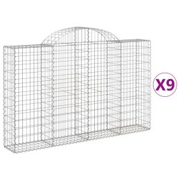 VidaXL Kosze gabionowe, 9 szt, 200x30x120/140 cm, galwanizowane żelazo