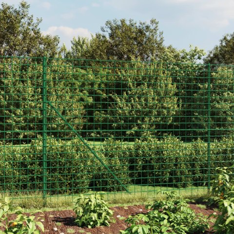 VidaXL Ogrodzenie z siatki, ze stopami słupków, zielone, 2x10 m