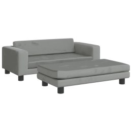 VidaXL Sofa dziecięca z podnóżkiem, jasnoszara, 100x50x30 cm, aksamit