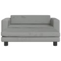 VidaXL Sofa dziecięca z podnóżkiem, jasnoszara, 100x50x30 cm, aksamit