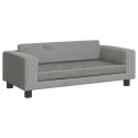 VidaXL Sofa dziecięca z podnóżkiem, jasnoszara, 100x50x30 cm, aksamit