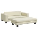 VidaXL Sofa dziecięca z podnóżkiem, kremowa, 100x50x30 cm, ekoskóra