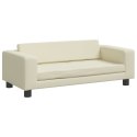 VidaXL Sofa dziecięca z podnóżkiem, kremowa, 100x50x30 cm, ekoskóra