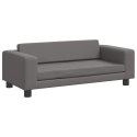 VidaXL Sofa dziecięca z podnóżkiem, szara, 100x50x30 cm, ekoskóra