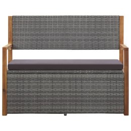 VidaXL Ławka ze schowkiem, 115 cm, rattan PE i drewno akacjowe, szara