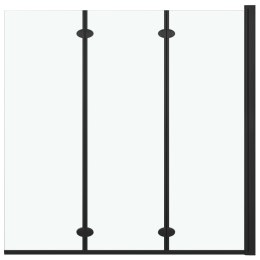 VidaXL Składany parawan nawannowy, 3 panele, ESG, 130x138 cm, czarny