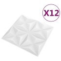 VidaXL Panele ścienne 3D, 12 szt., 50x50 cm, biel origami, 3 m²