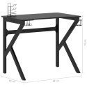 VidaXL Biurko do gier z nogami w kształcie K, czarne, 90x60x75 cm