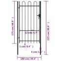 VidaXL Furtka jednoskrzydłowa z zaokrągleniami, stal, 1x1,75 m, czarna