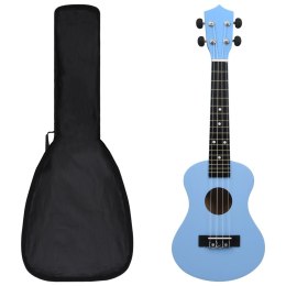 VidaXL Ukulele sopranowe z pokrowcem, dla dzieci, błękitne, 23