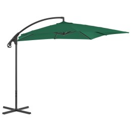 VidaXL Parasol wiszący ze stalowym słupkiem, 250x250 cm, zielony