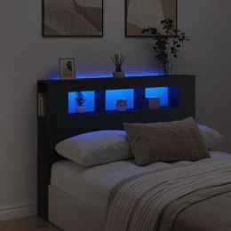 VidaXL Wezgłowie łóżka z LED, czarne, 140x18,5x103,5 cm