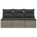 VidaXL 3-osobowa sofa ogrodowa z poduszkami, szara, polirattan