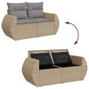 VidaXL Sofa ogrodowa z poduszkami, 2-osobowa, beżowa, polirattan