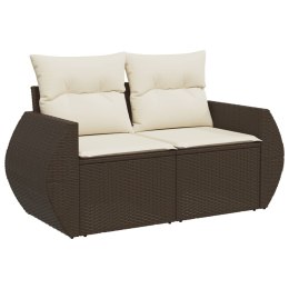 VidaXL Sofa ogrodowa z poduszkami, 2-osobowa, brązowa, polirattan