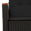 VidaXL Sofa ogrodowa z poduszkami, 2-osobowa, czarna, polirattan