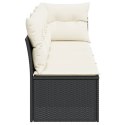 VidaXL Sofa ogrodowa z poduszkami, 4-osobowa, czarna, polirattan