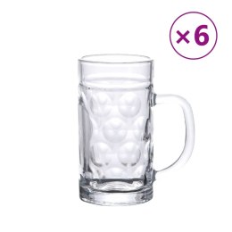 VidaXL Kufle do piwa ze szklanym uchwytem, 6 szt., 500 ml