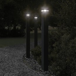 VidaXL Zewnętrzne lampy stojące, 3 szt., czarne, 110 cm, aluminium