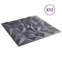 VidaXL Panele ścienne, 12 szt., szare, 50x50 cm, XPS, 3 m², ametyst