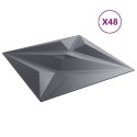 VidaXL Panele ścienne, 48 szt., szare, 50x50 cm, XPS, 12 m², gwiazda