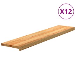 VidaXL Stopnie schodowe, 12 szt. brązowe 120x30x2cm lite drewno dębowe