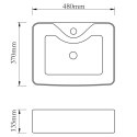 VidaXL Umywalka z otworem na baterię, 48x37x13,5 cm, ceramika, srebrna