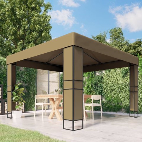 VidaXL Altana z podwójnym dachem, 3x3x2,7 m, taupe, 180 g/m²