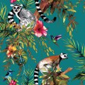 DUTCH WALLCOVERINGS Tapeta z motywem lemurów, zielona, 12402