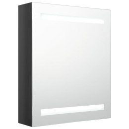 VidaXL Szafka łazienkowa z lustrem i LED, lśniąca czerń, 50x14x60 cm