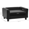 VidaXL Sofa dla psa, czarna, 60x43x30 cm, plusz i sztuczna skóra