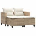 VidaXL Sofa ogrodowa 2-osobowa ze stołkami, beżowa, rattan PE